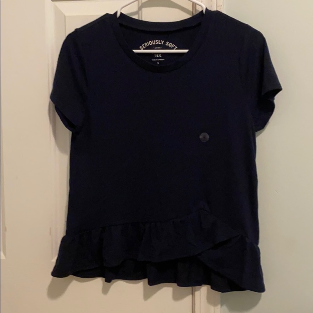 Navy Blue Peplum Top